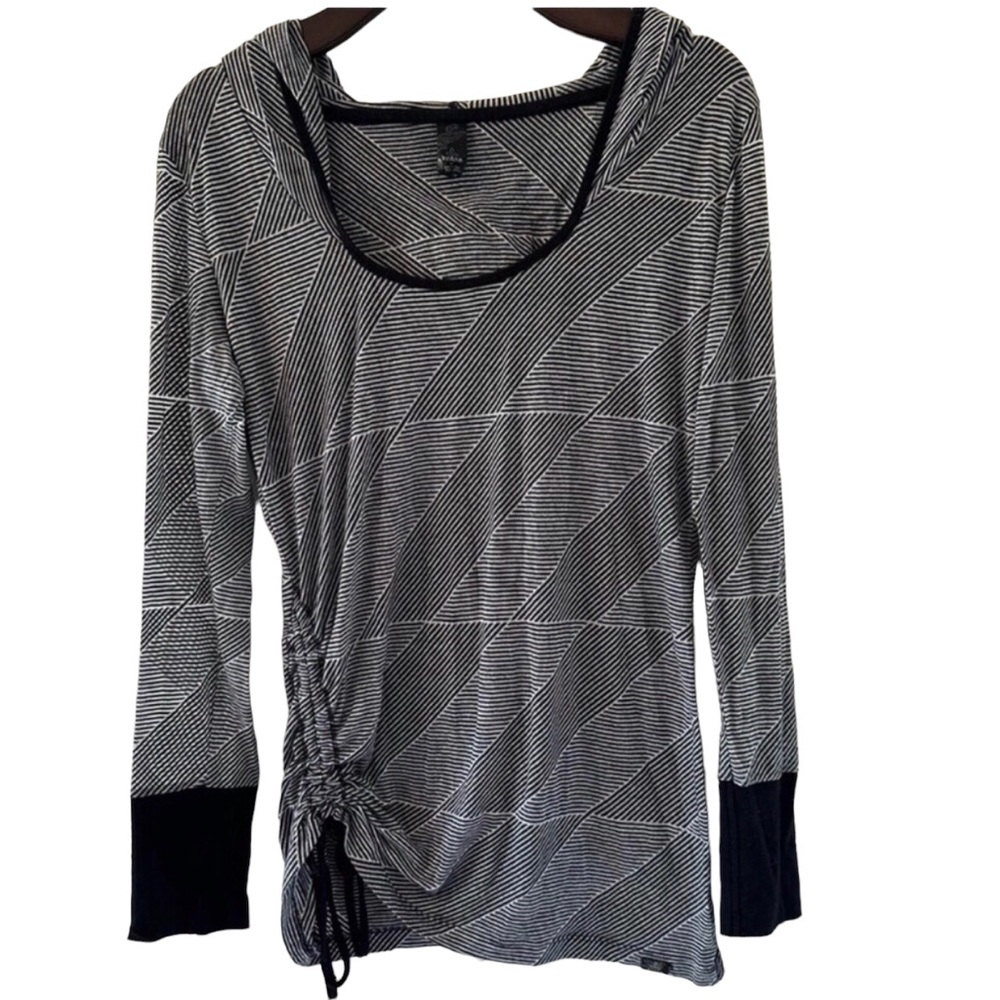 PrAna Lightweight Yoga Hoodie with Side Ruching Stripes Size M
